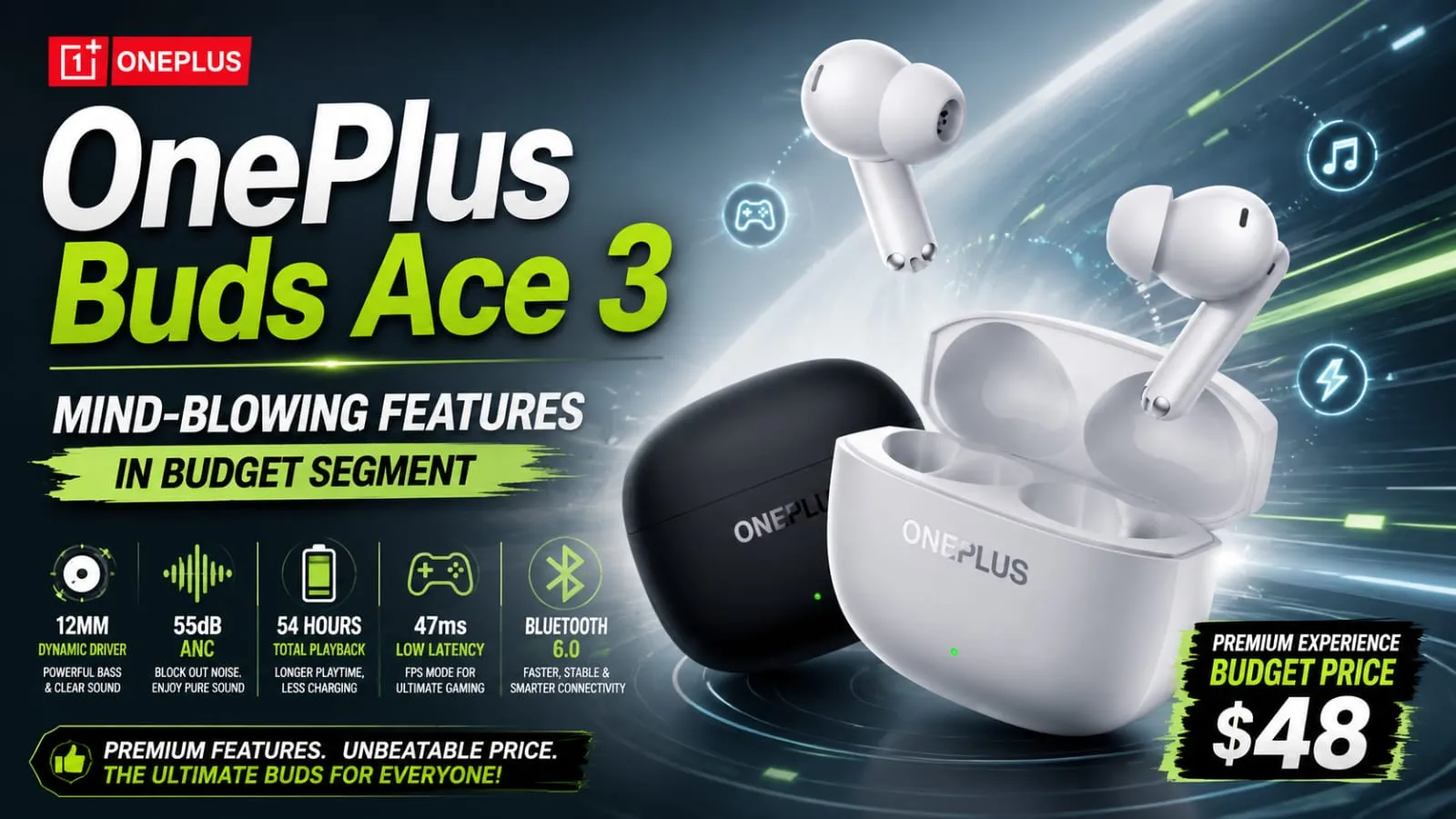 OnePlus Buds Ace 3 budget wireless earbuds design
