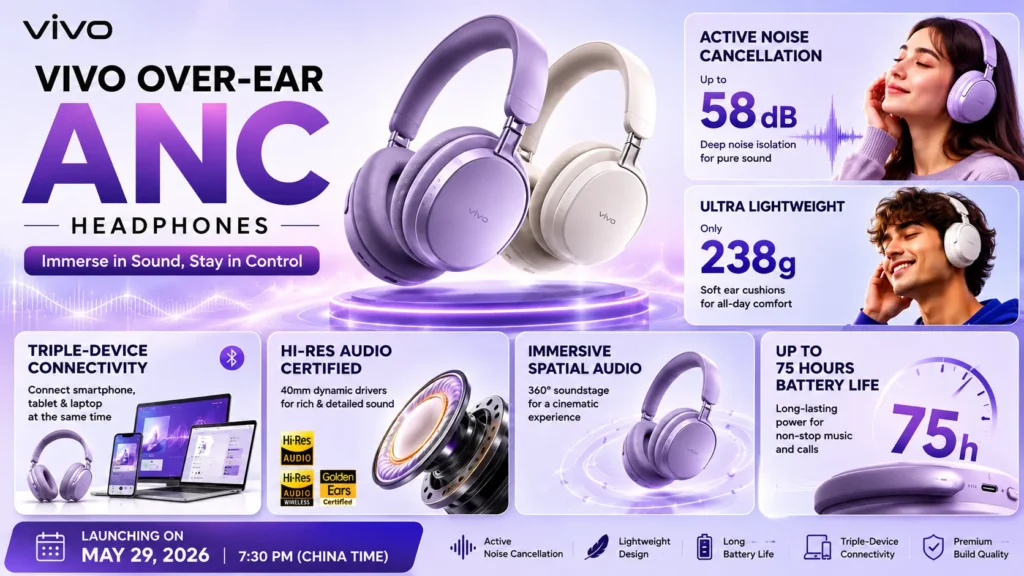 Vivo Over-Ear ANC Headphones expected specifications and battery details