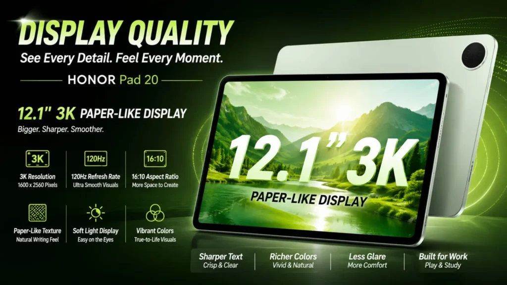 Honor Pad 20 3K paper-like display