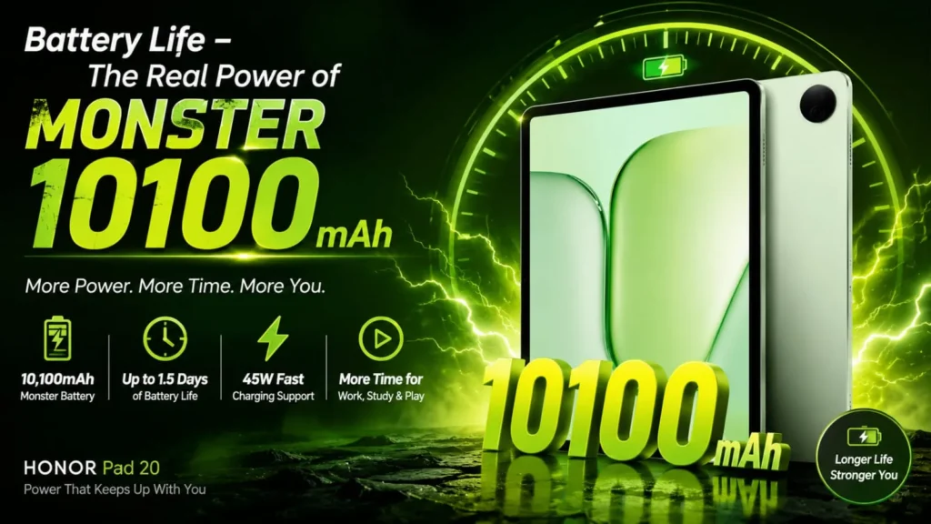 Honor Pad 20 long battery life image