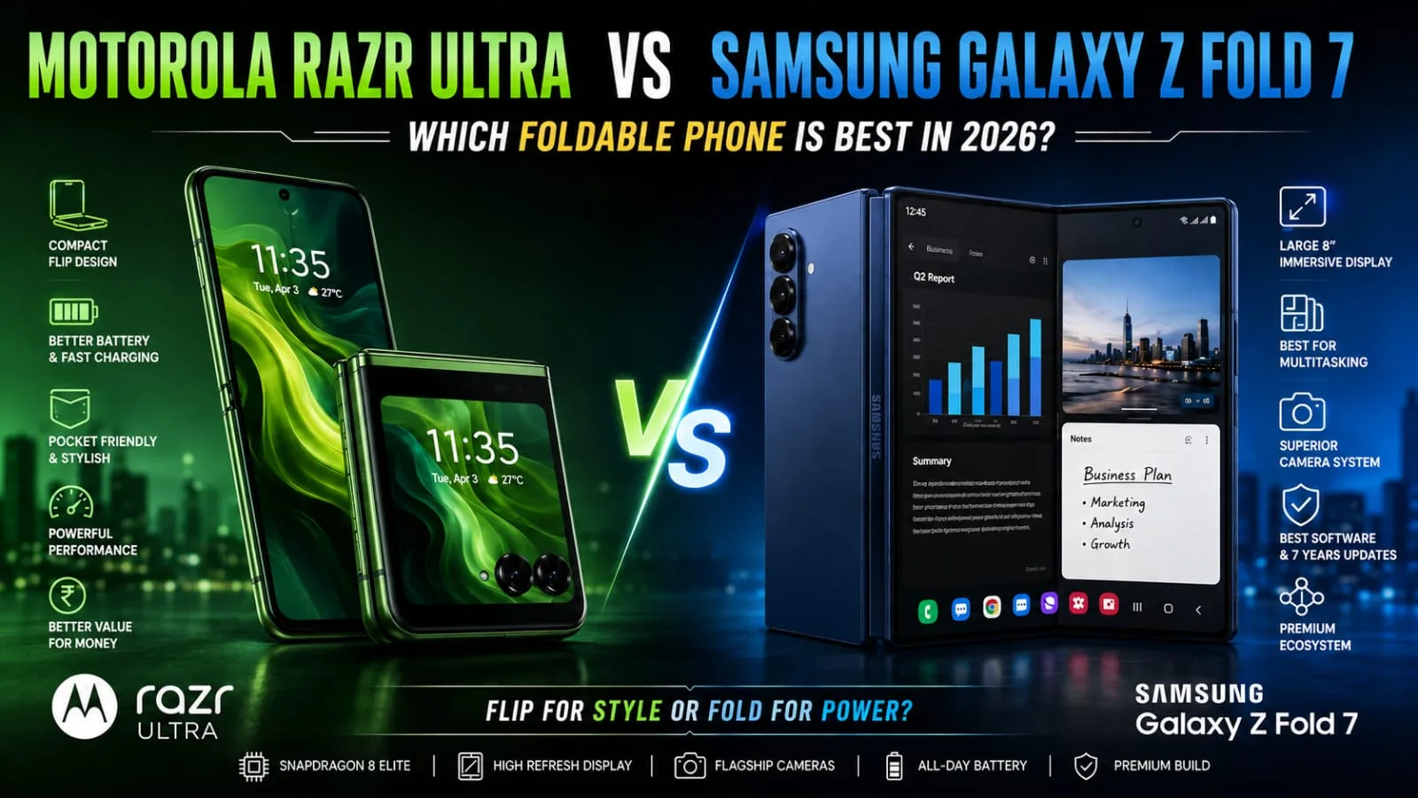 Motorola Razr Ultra vs Samsung Galaxy Z Fold 7: Who is best?