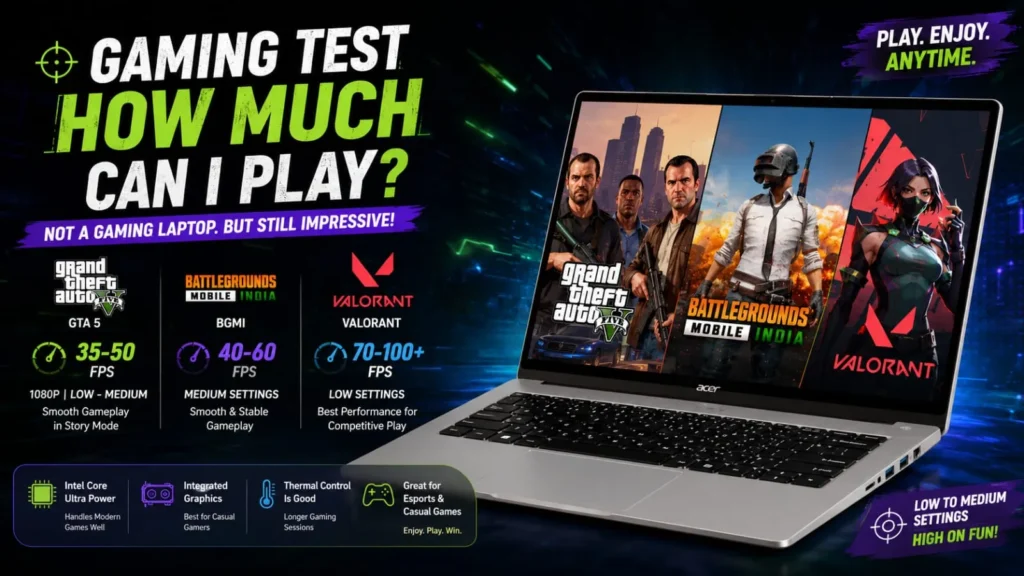 Acer Aspire 5 AI gaming test GTA 5 Valorant
