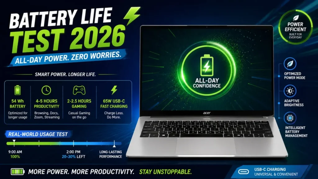 Acer Aspire 5 AI battery backup test 2026