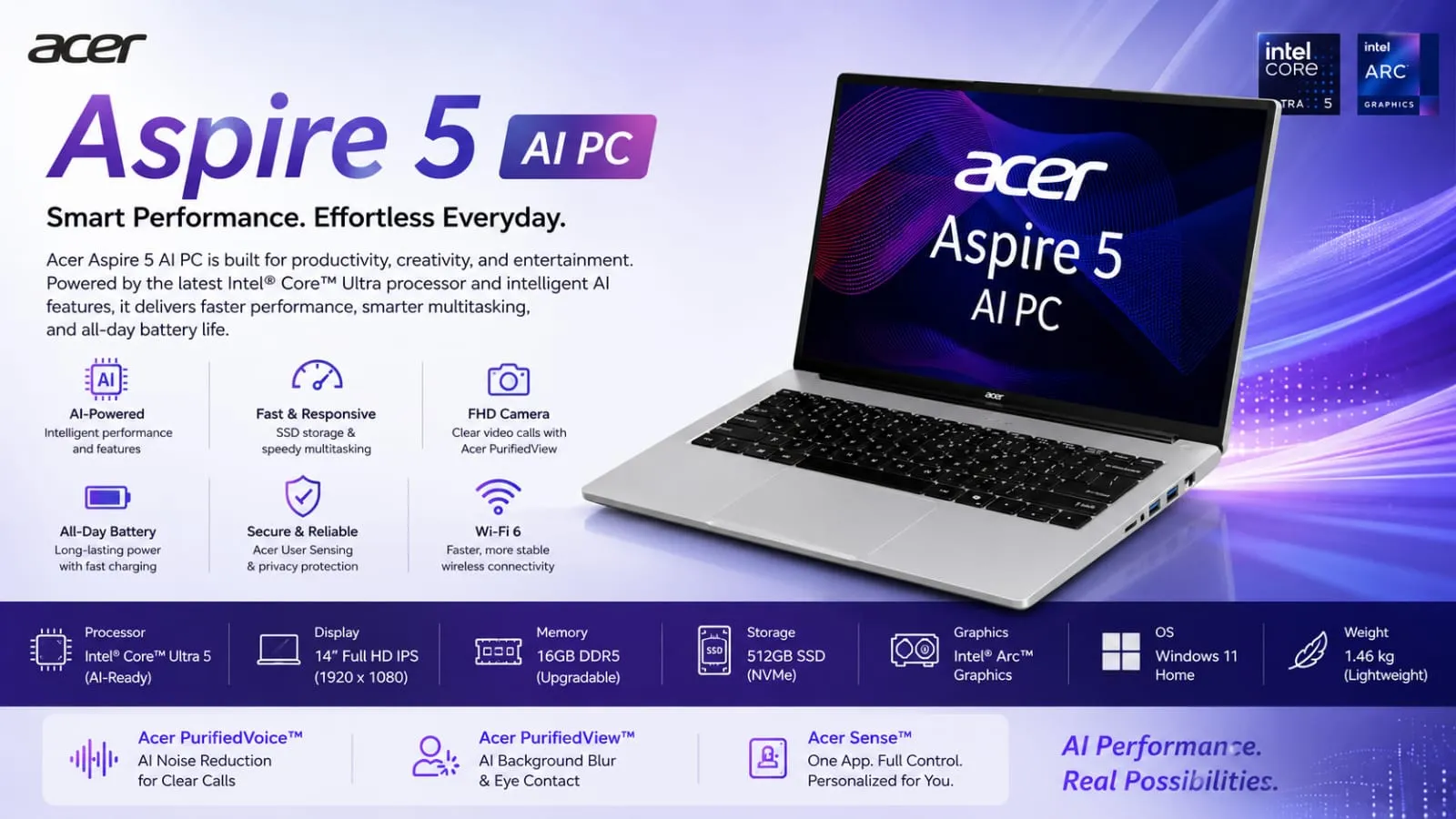 Acer Aspire 5 AI 2026 gaming laptop for students image