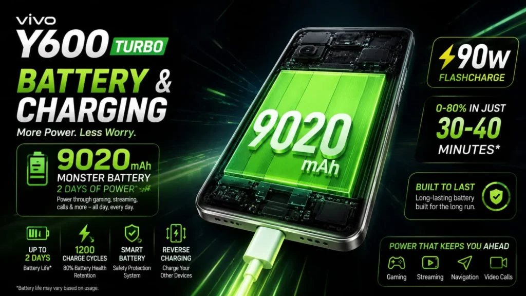 Vivo Y600 Turbo battery backup and fast charging