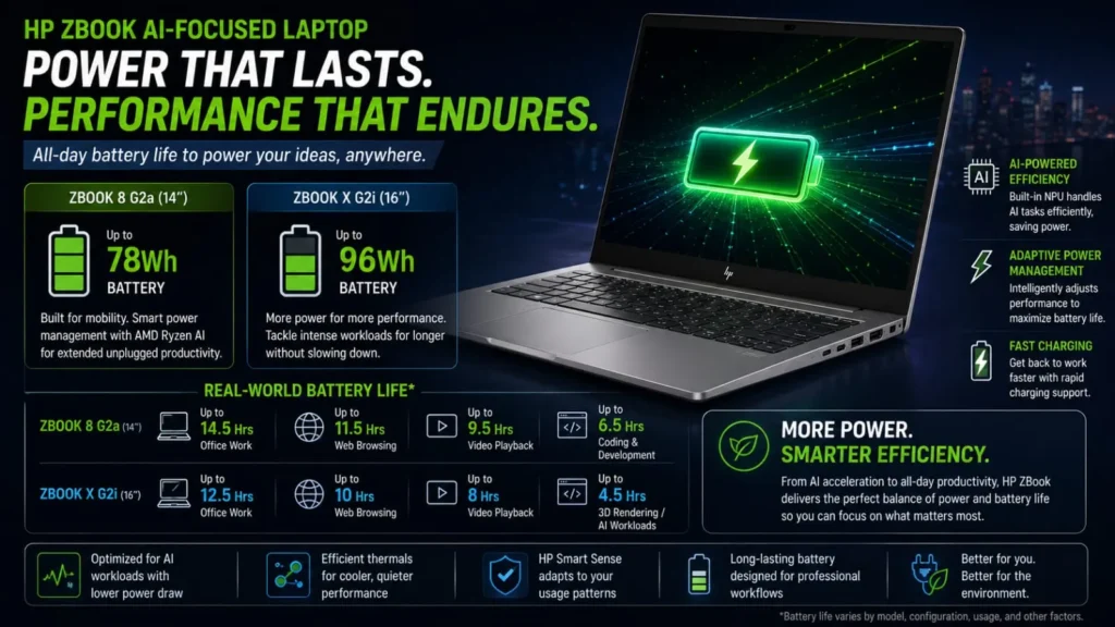 HP ZBook AI-Focused Laptop battery life test