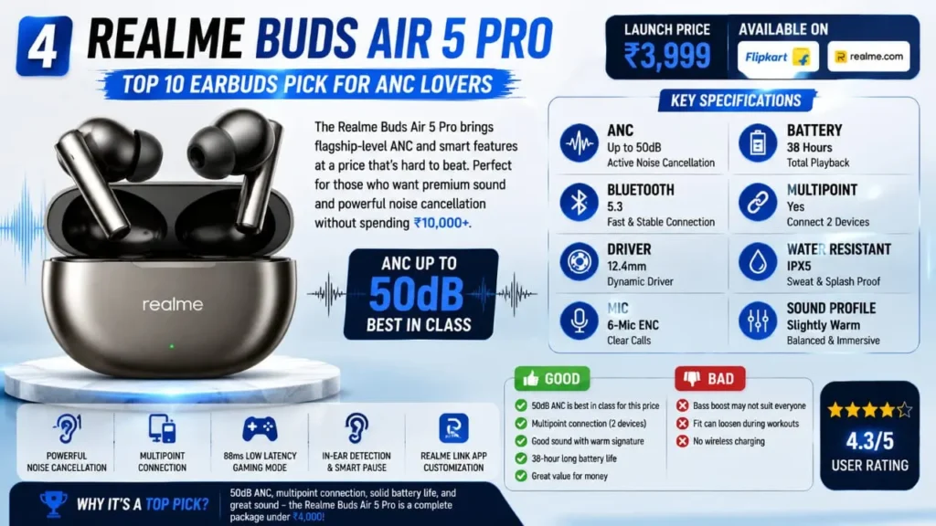 Realme Buds Air 5 Pro premium earbuds