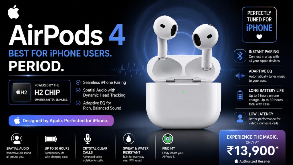 Apple AirPods 4 wireless earbuds for iPhone