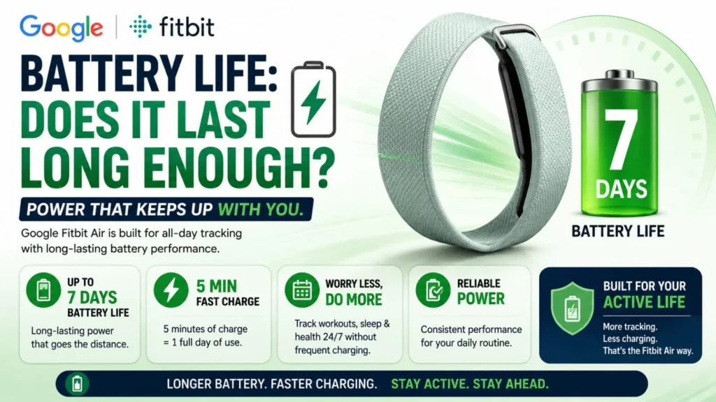 Google Fitbit Air battery life and fast charging