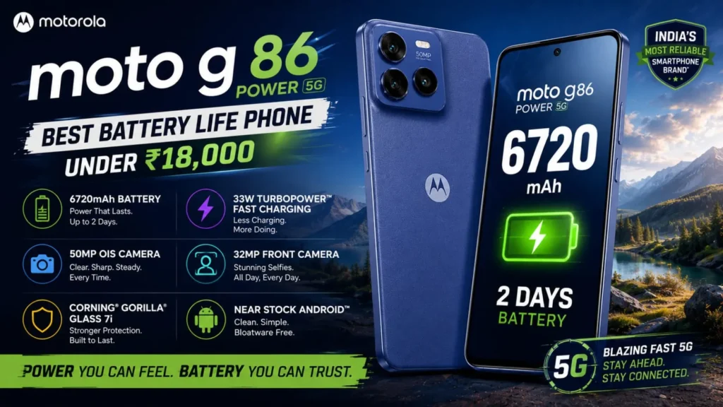 Moto G86 Power Best 5G Phone Under ₹20000 Battery