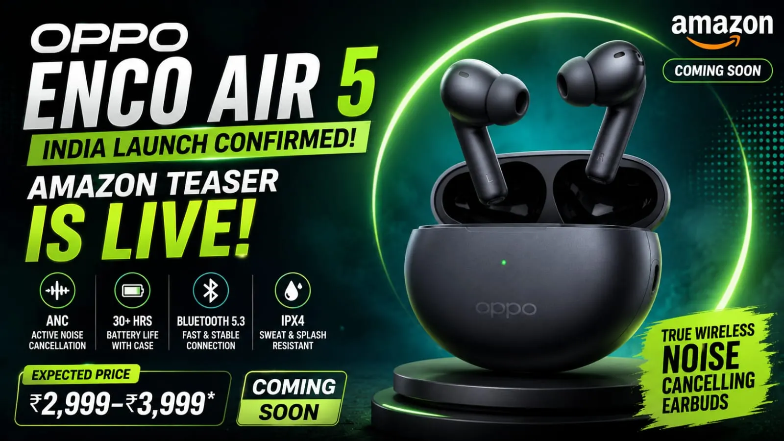 OPPO Enco Air 5 India launch teaser with ANC earbuds