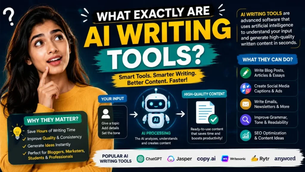 AI writing tools helping users generate articles and creative content easily