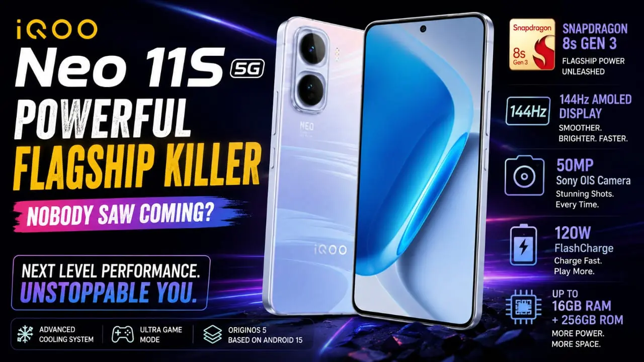 iQOO Neo 11S 5G flagship killer front design 2026