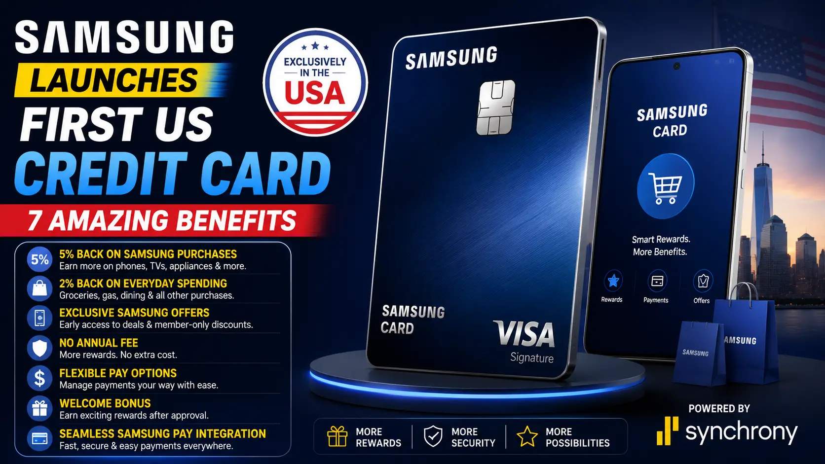 Samsung launches first US credit card with seven amazing exclusive customer benefits.