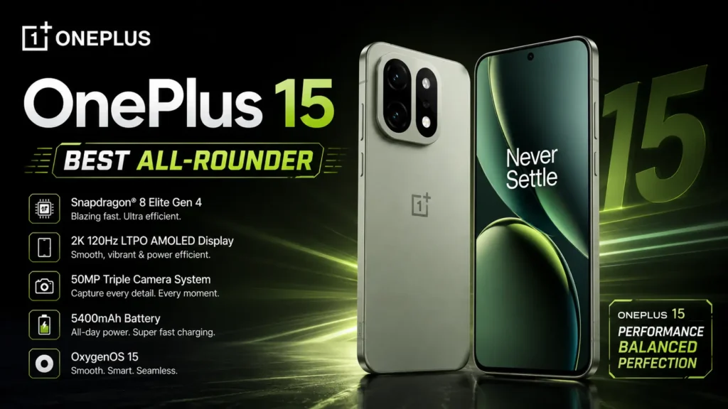 OnePlus 15 flagship smartphone with balanced performance