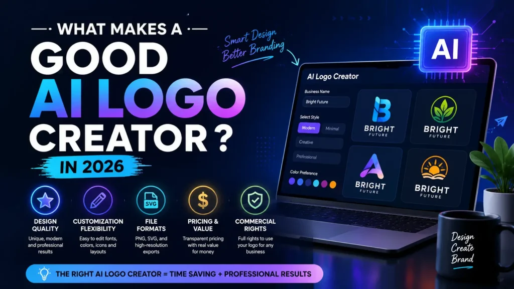 AI logo creator dashboard showing essential features for quality logo design