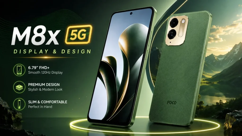 POCO M8x 5G display and design details