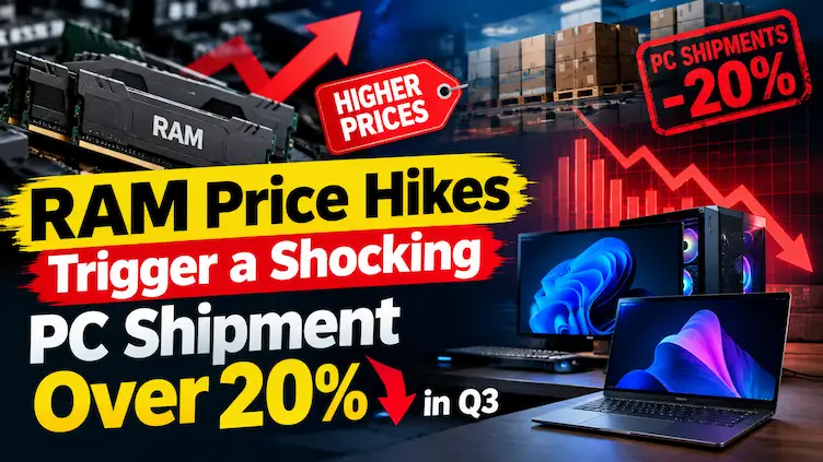 RAM price hikes and PC shipment decline over 20% in Q3.