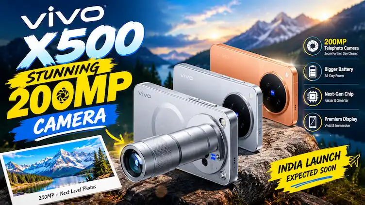 Vivo X500 smartphone with stunning 200MP camera.