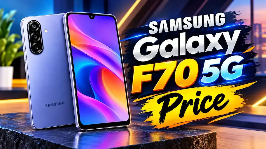 Samsung Galaxy F70 5G price under $250, front display and rear camera view